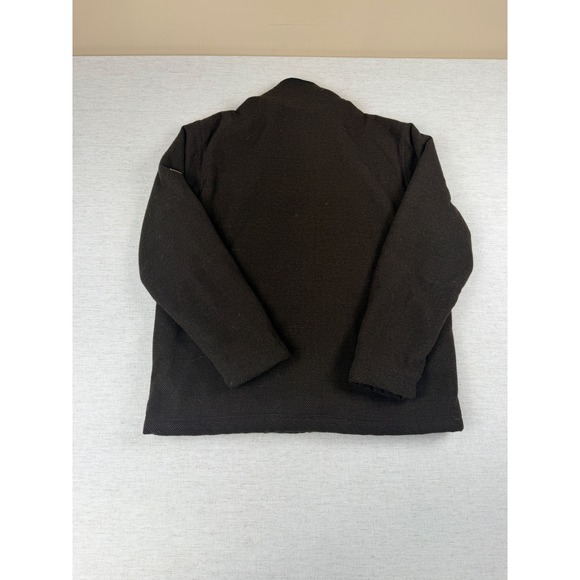 Orvis Mens L Brown Textured Quarter Zip Pullover Sherpa Lined Fleece Jacket - Picture 2 of 9